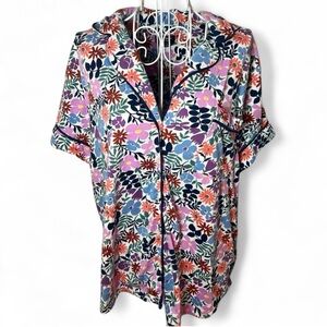 Kate Spade NY Black Label XL Soft Multicolor Floral Button Front Pajama Top